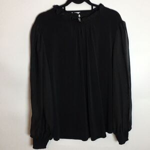 Maree Pour Toi Black Ruffle High Neck with sheer long sleeves Sz 3XL